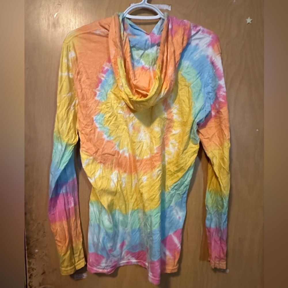 Disney Parks Minnie Mouse Women’s Hoodie Size M Multicolor Tie Dye Lightweight - Picture 2 of 3